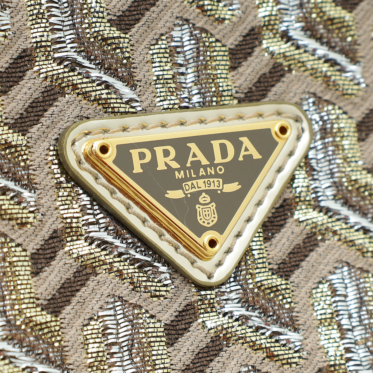 Prada Cleo Metallic Bicolor Fabric Shoulder Bag