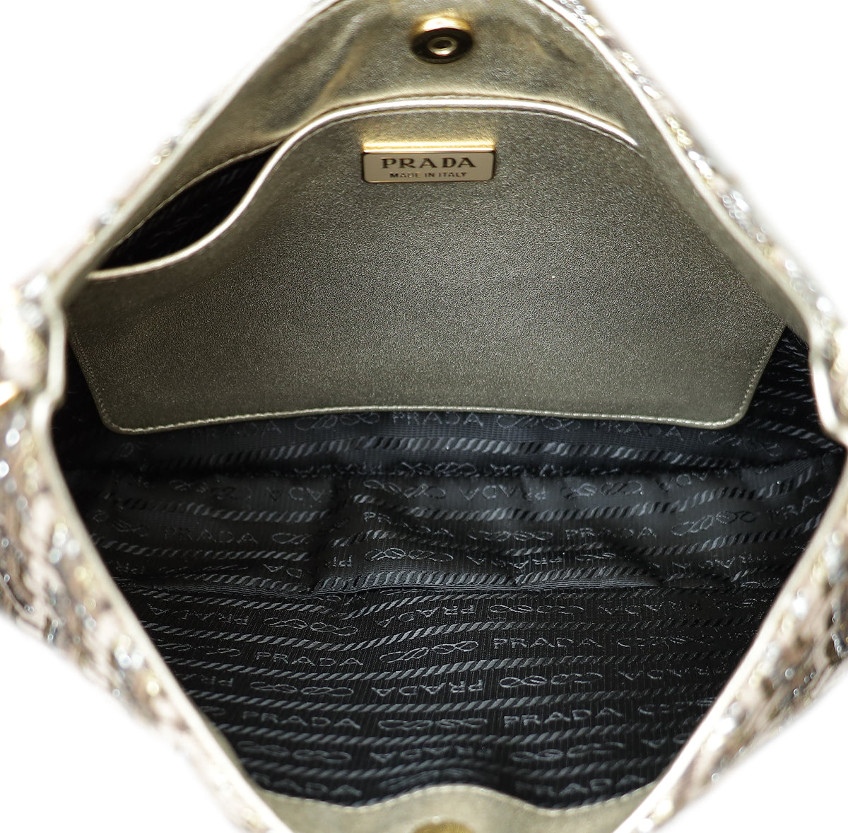 Prada Cleo Metallic Bicolor Fabric Shoulder Bag