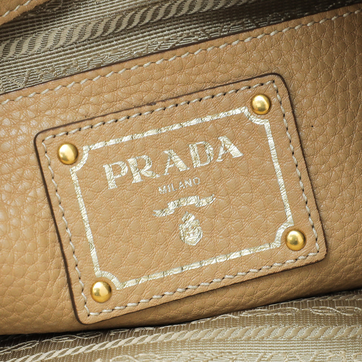 Prada Beige Vitello Daino Side Zip Tote Large Bag