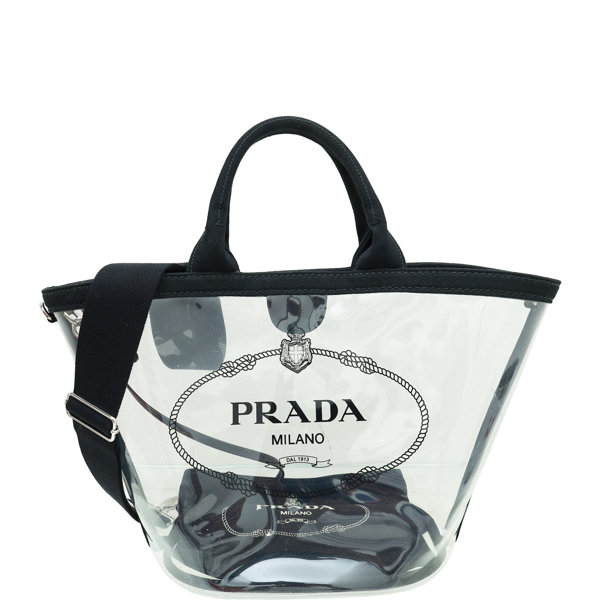 Prada Bicolor Vinyl Canapa Logo Tote Bag