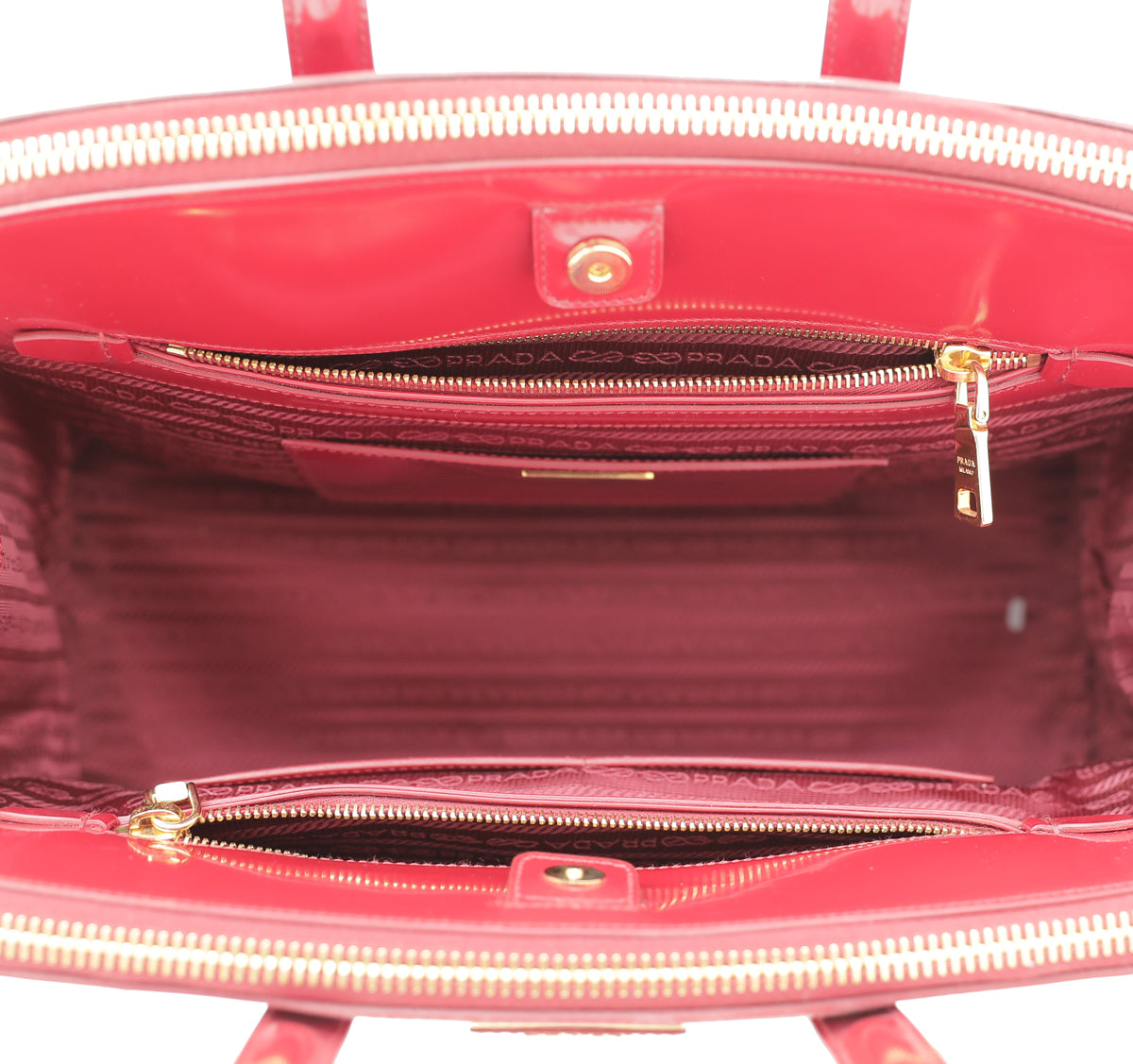 Prada Scarlet Red Spazzolato Double Zip Top Handle Bag