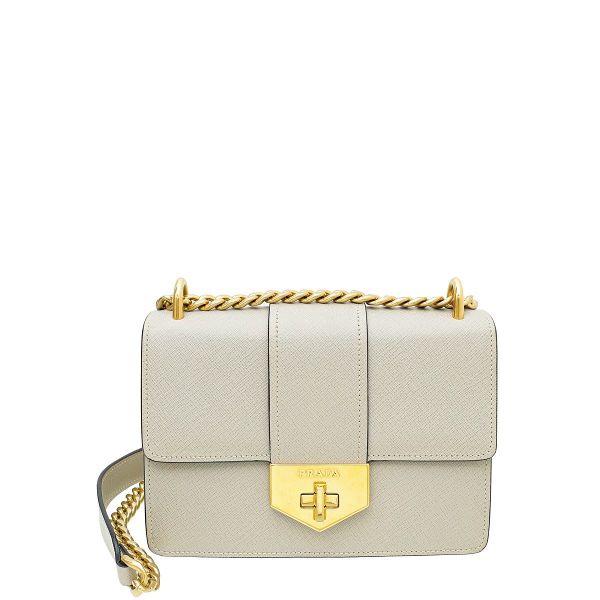 Prada Pomice Gray Turn-lock Flap Chain Bag