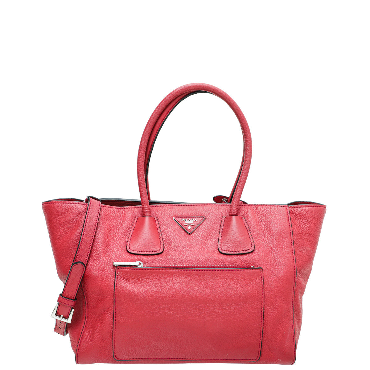 Prada Red Vitello Phenix Shopping Tote Bag