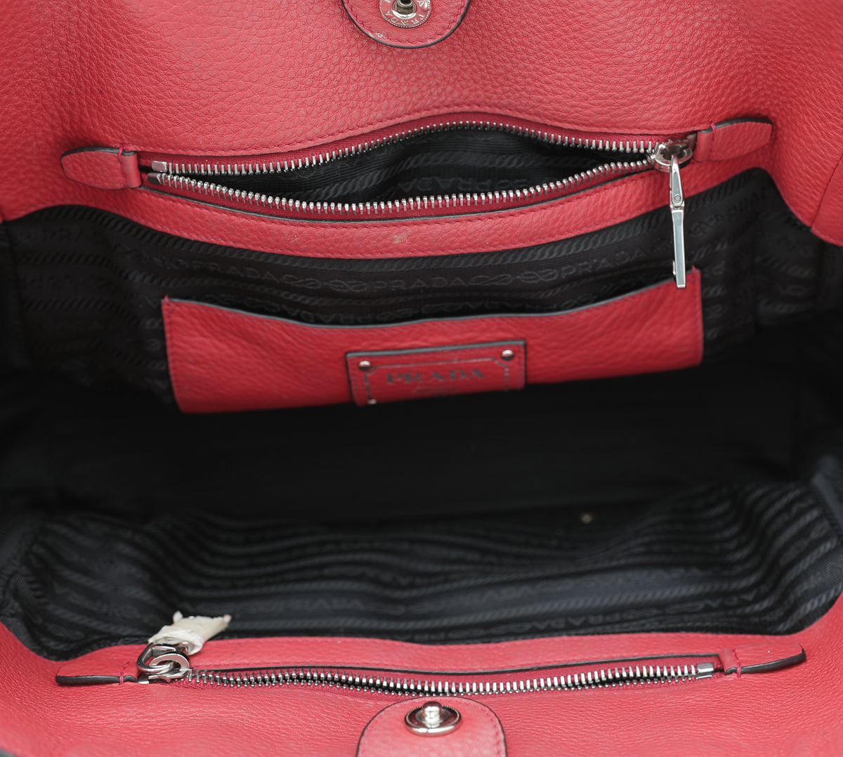 Prada Red Vitello Phenix Shopping Tote Bag