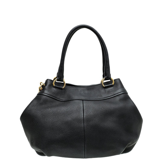 Prada Black Vitello Daino Convertible Hobo Bag