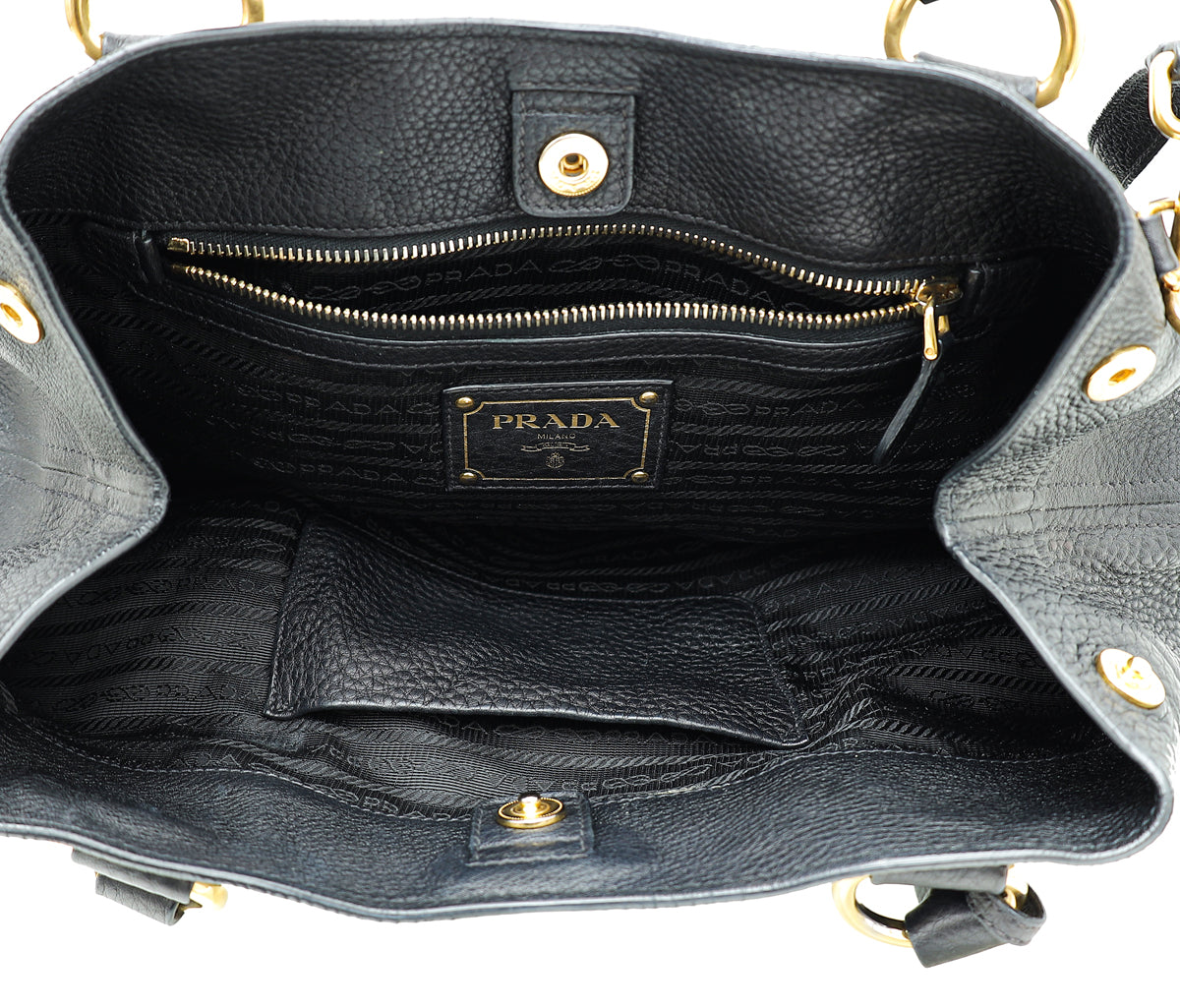 Prada Black Vitello Daino Convertible Hobo Bag