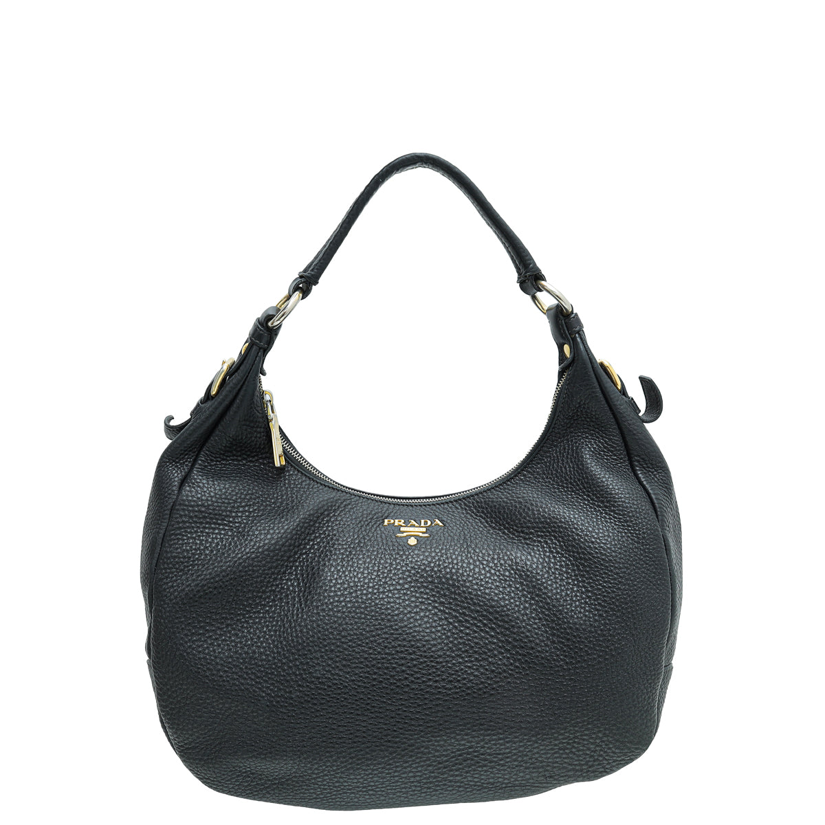 Prada Black Vitello Daino Hobo Bag