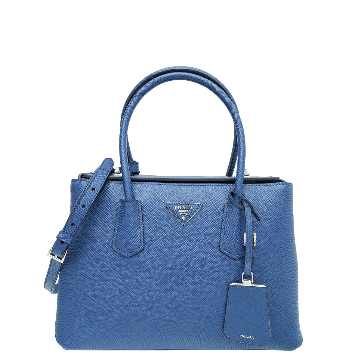 Prada Blue Cuir Twin Tote Bag