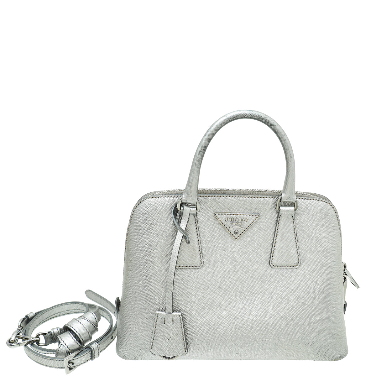 Prada Metallic Silver Lux Promenade Bag