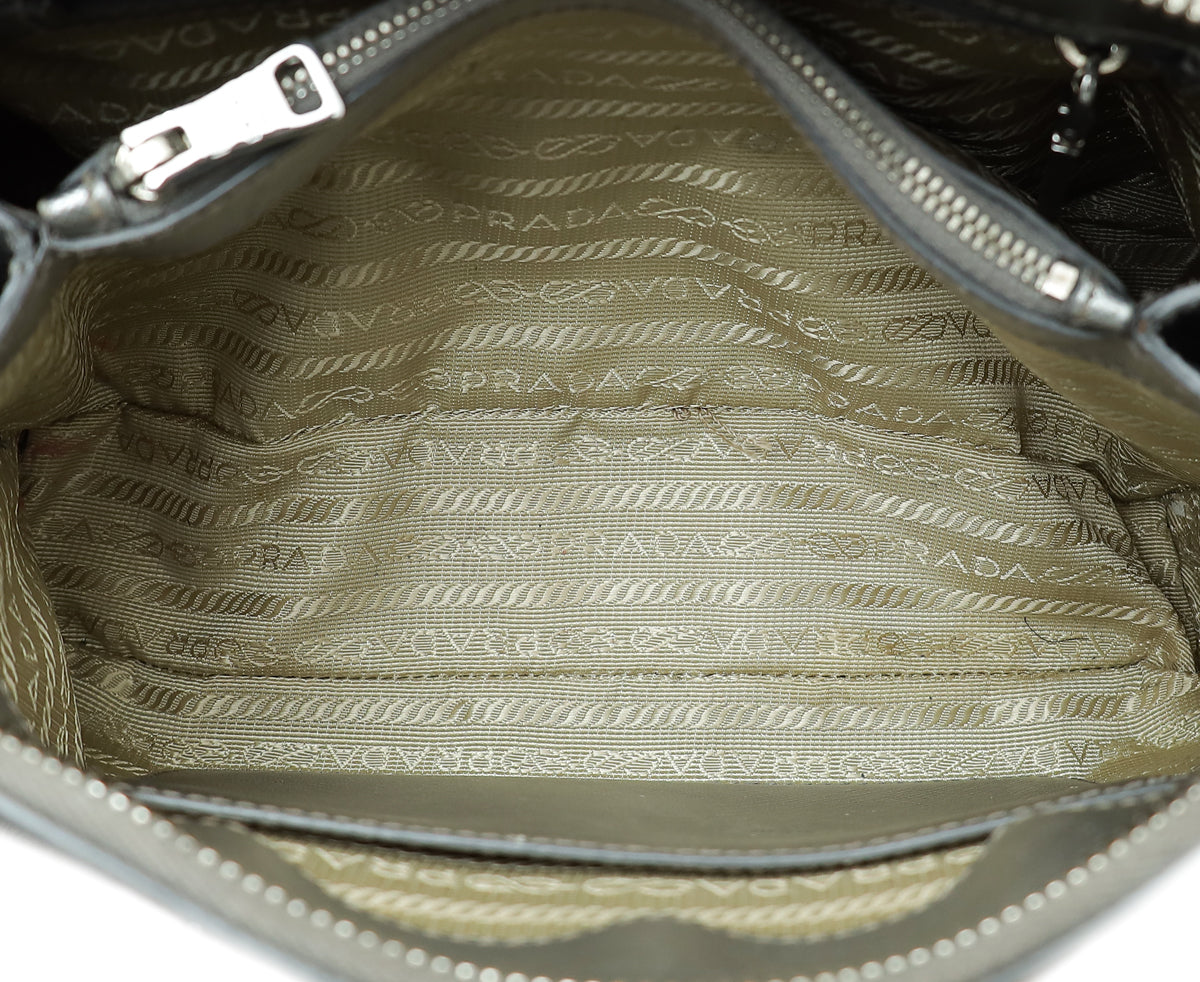 Prada Metallic Silver Lux Promenade Bag