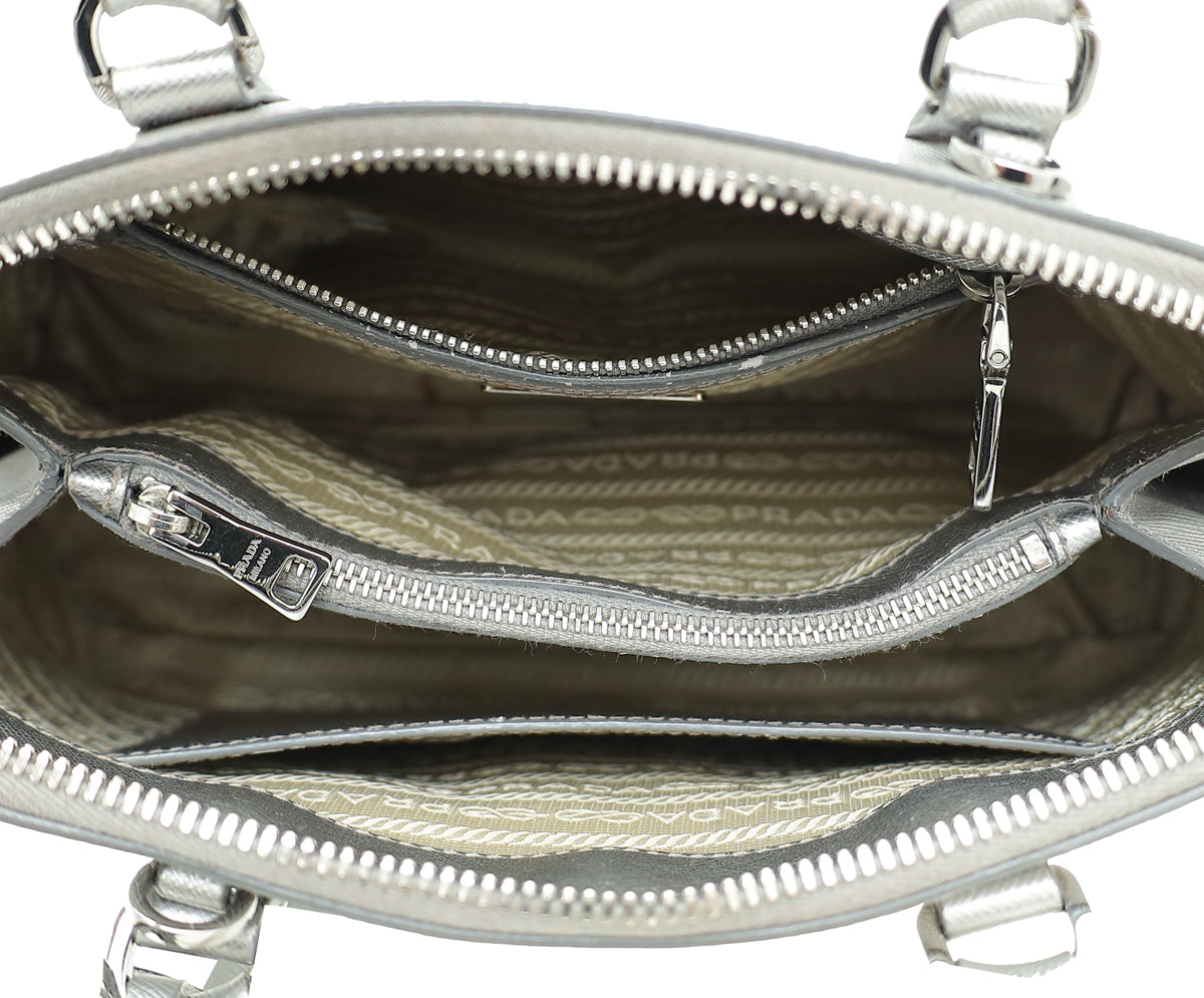 Prada Metallic Silver Lux Promenade Bag