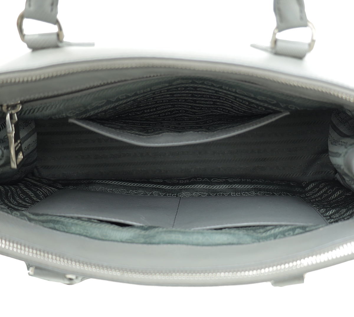 Prada Grey Galleria Large Bag W/ Front Pocket