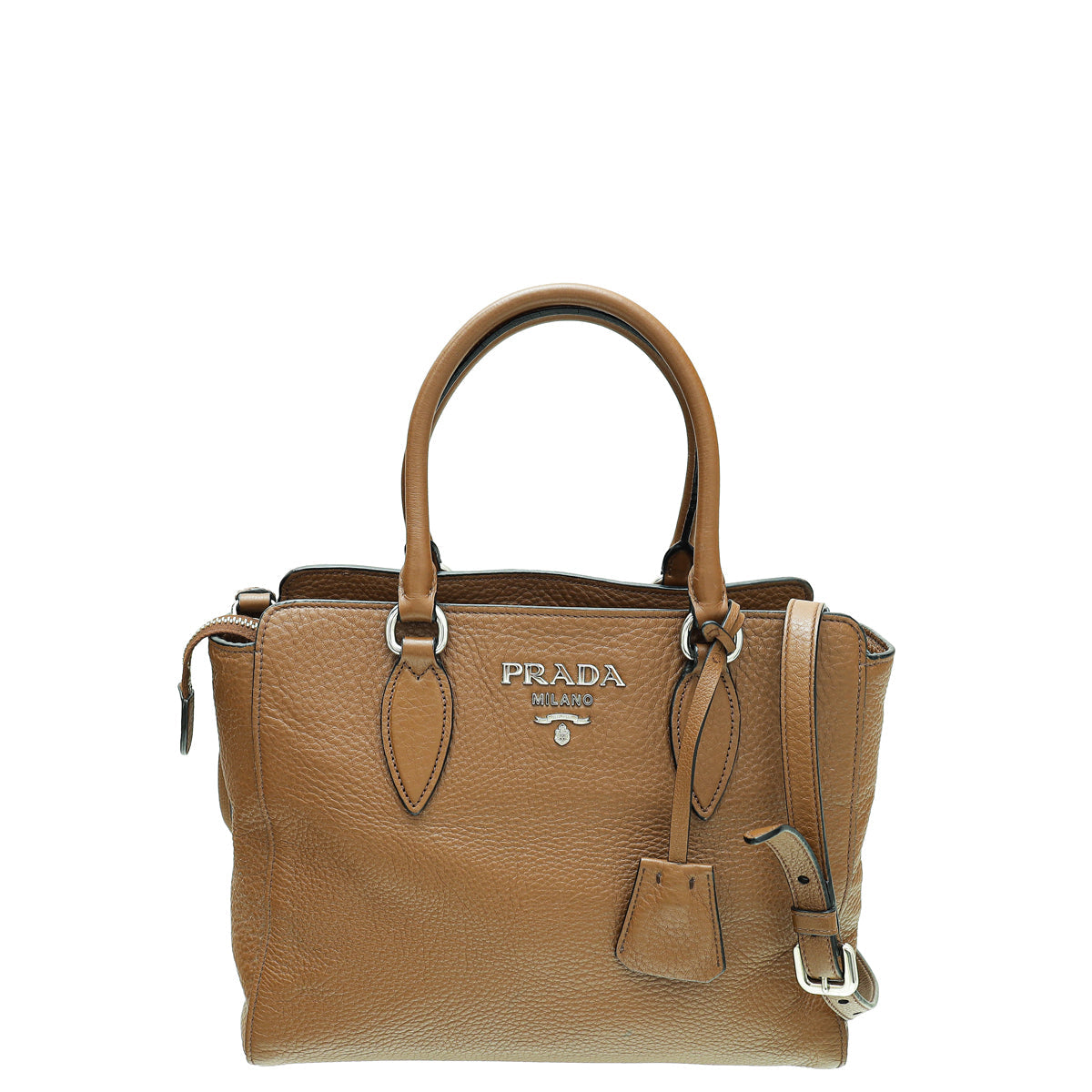 Prada Brown Vitello Phenix Convertible Tote Bag