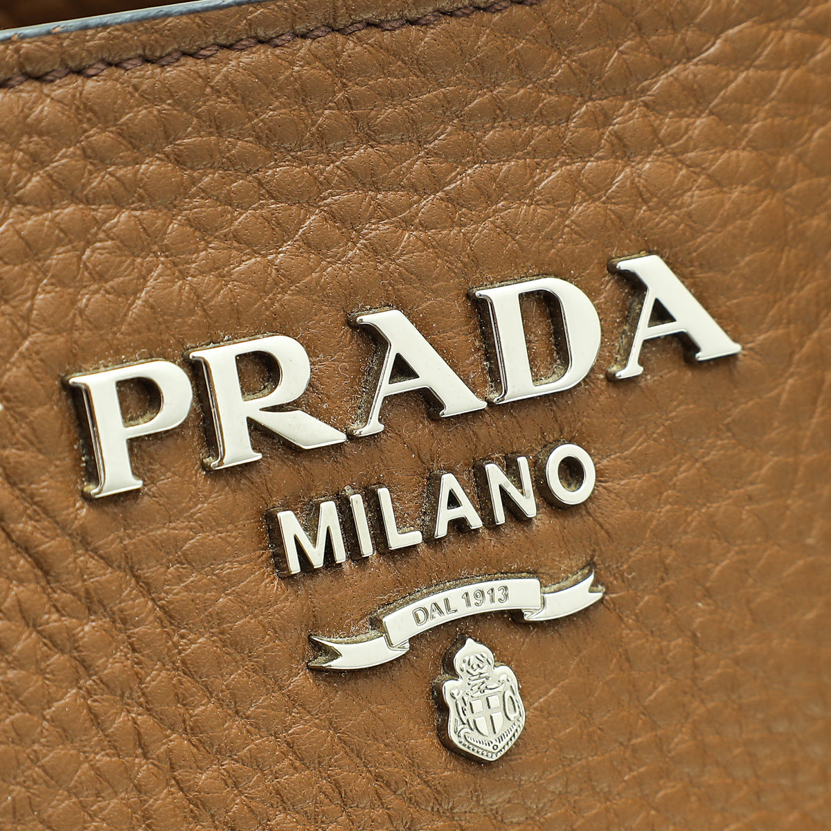 Prada Brown Vitello Phenix Convertible Tote Bag