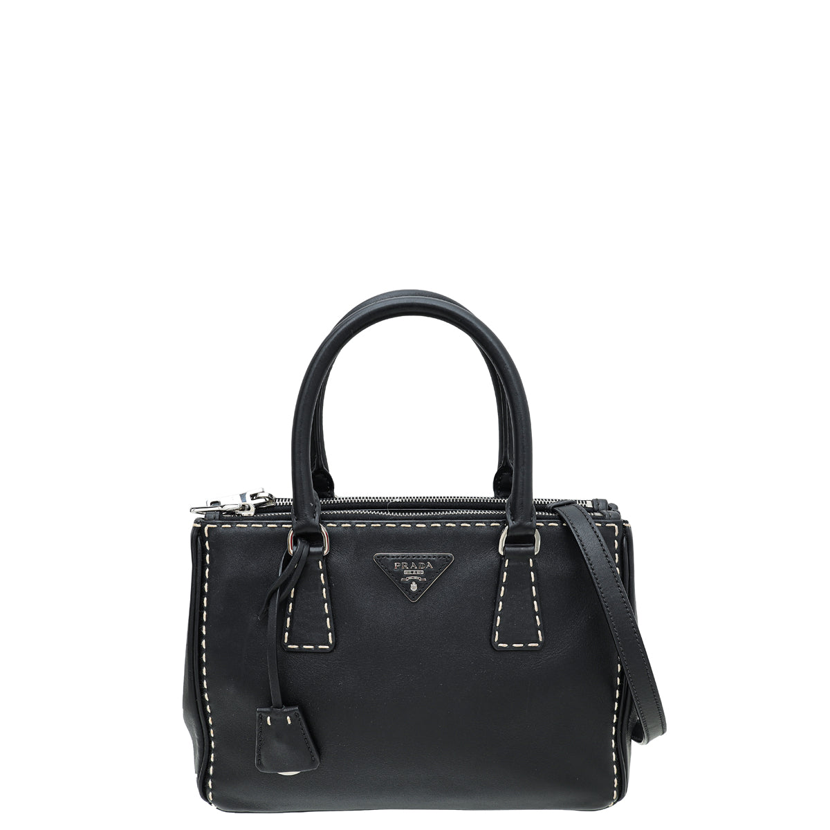 Prada Black City Galleria Stitched Tote Medium Bag