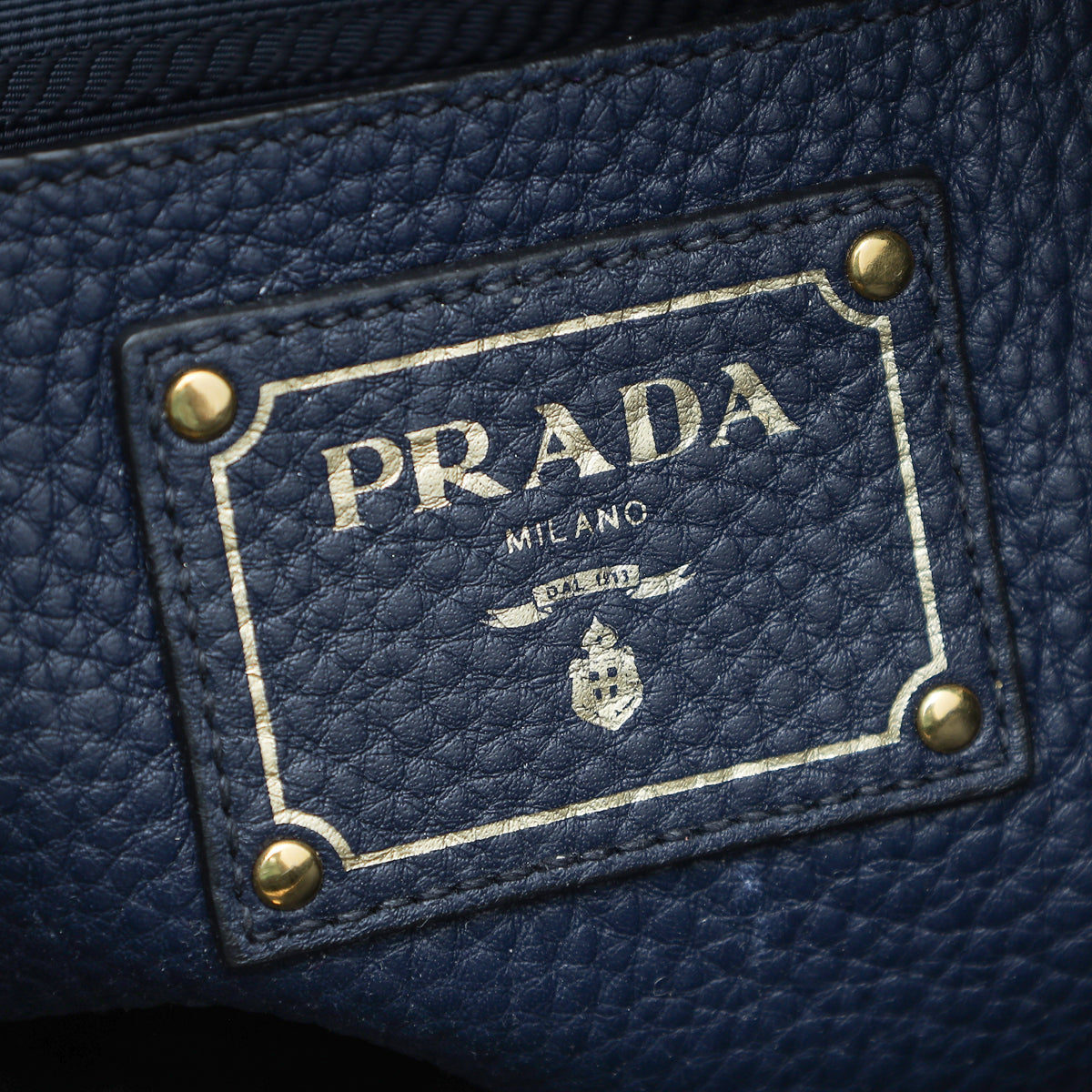 Prada Blue Vitello Daino Double Zipped Convertible Tote Bag