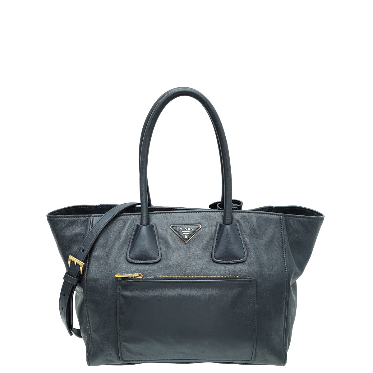 Prada Denim Vitello Phenix Shopping Tote Bag