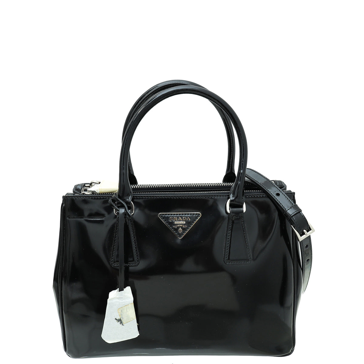 Prada Black SpazzoLato Galleria Medium Tote Bag