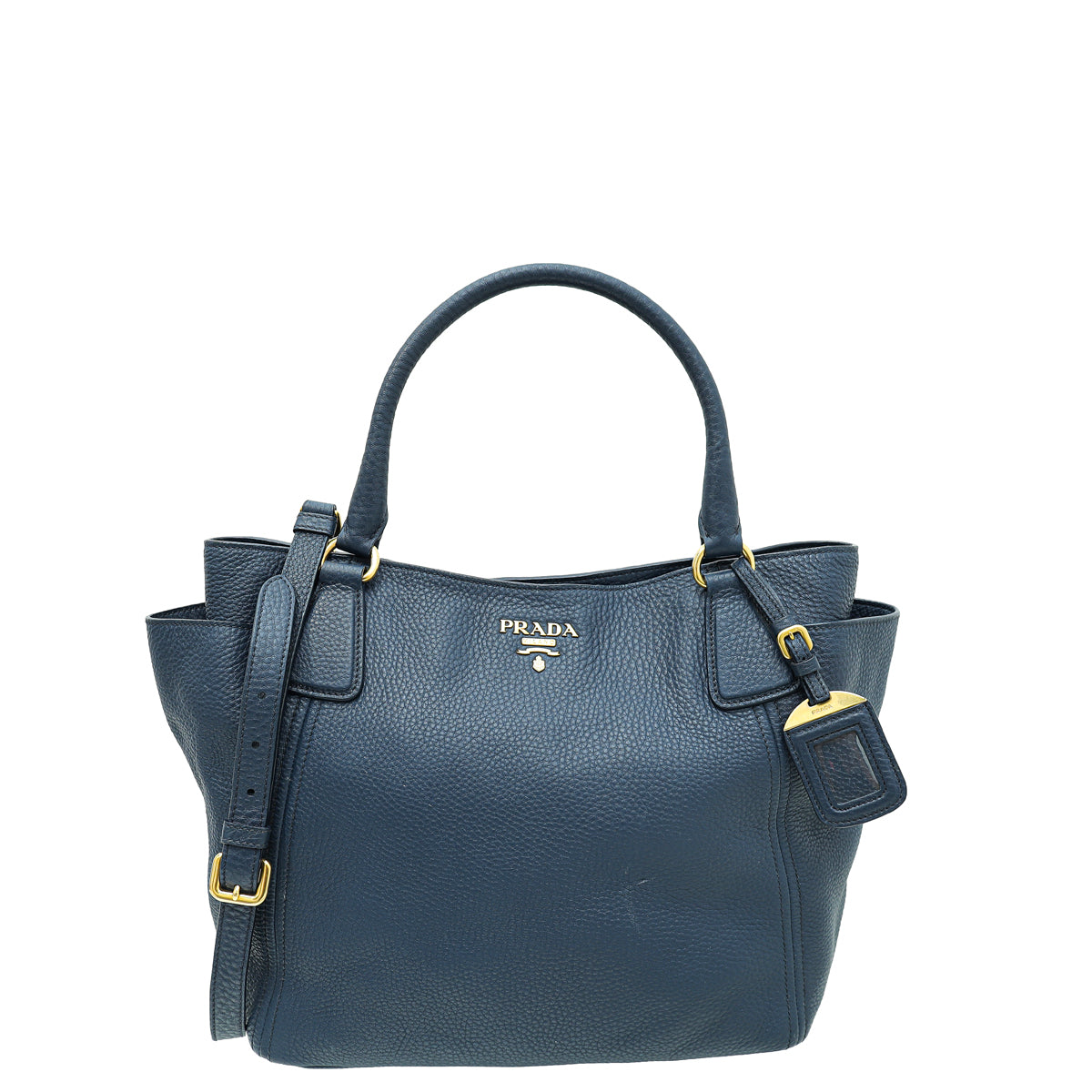 Prada Navy Blue Vitello Daino Tote Bag