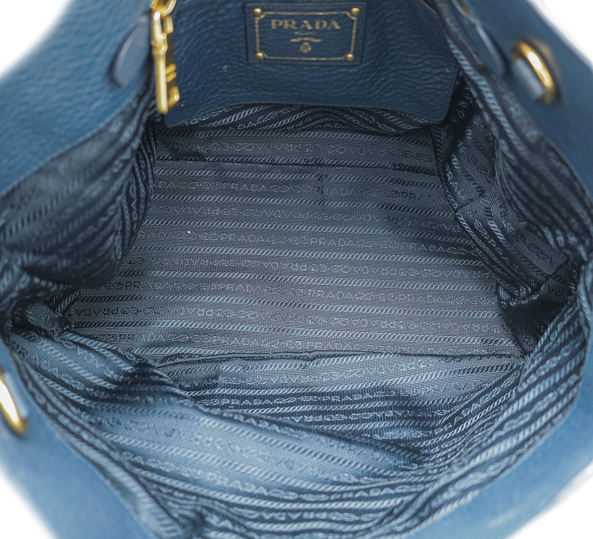 Prada Navy Blue Vitello Daino Tote Bag