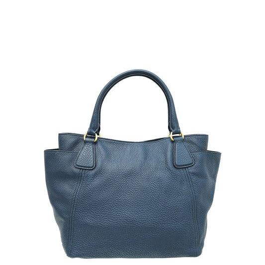 Prada Navy Blue Vitello Daino Tote Bag