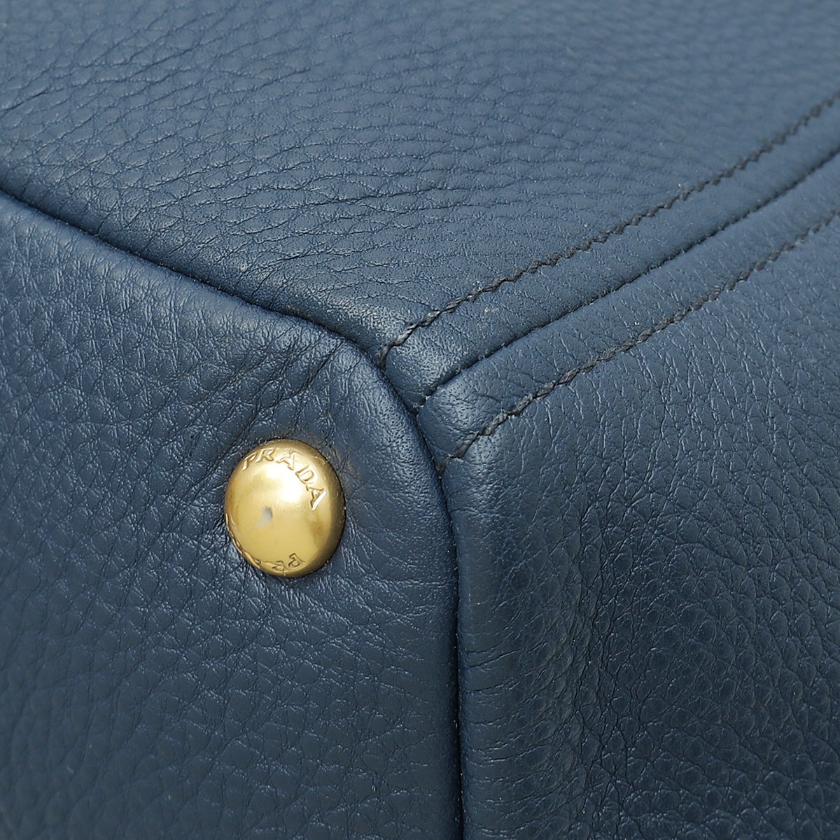 Prada Navy Blue Vitello Daino Tote Bag