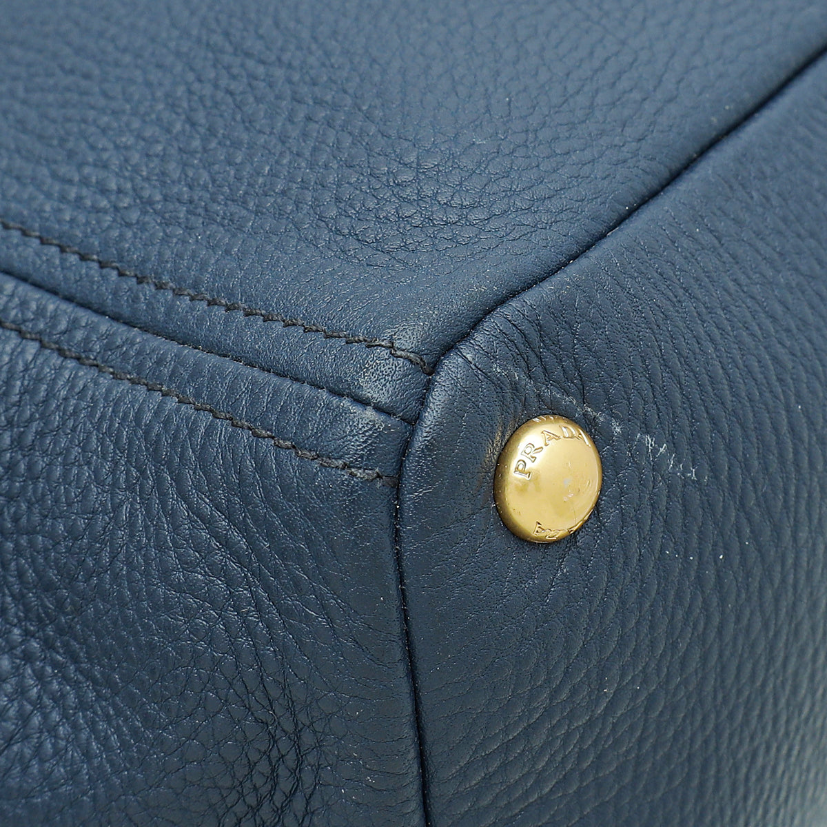 Prada Navy Blue Vitello Daino Tote Bag