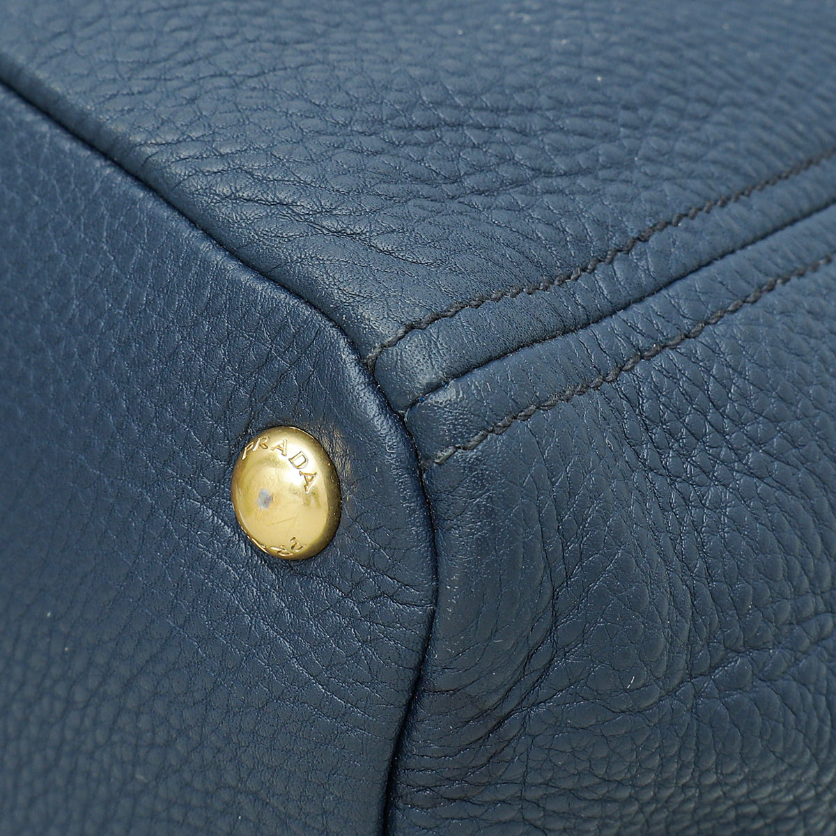 Prada Navy Blue Vitello Daino Tote Bag