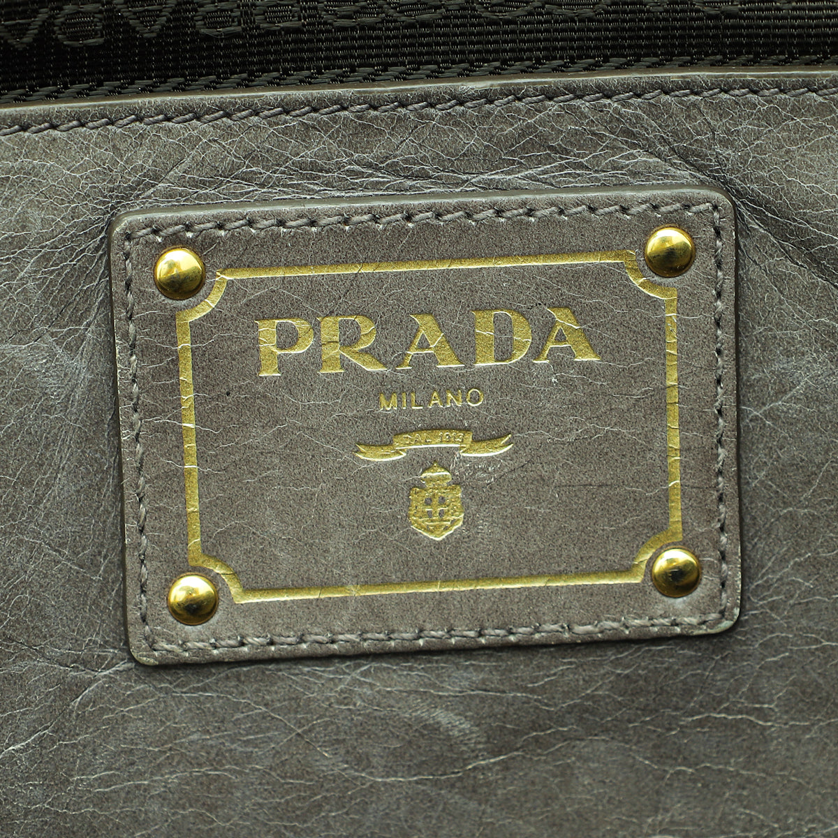 Prada Grey Vitello Shine Bauletto Bag