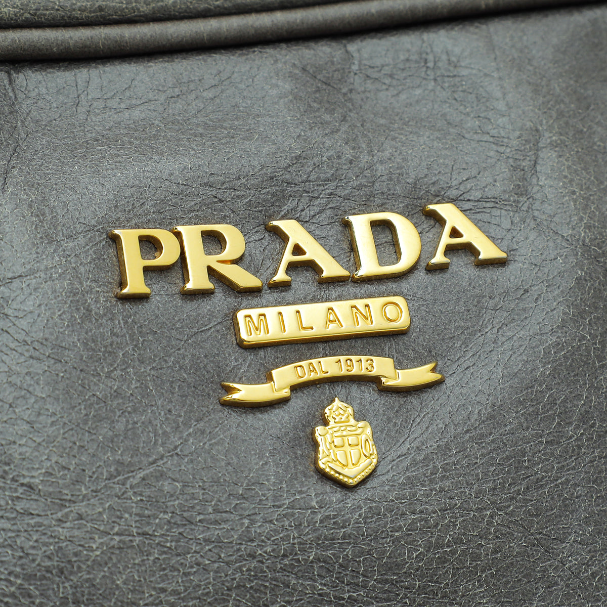 Prada Grey Vitello Shine Bauletto Bag