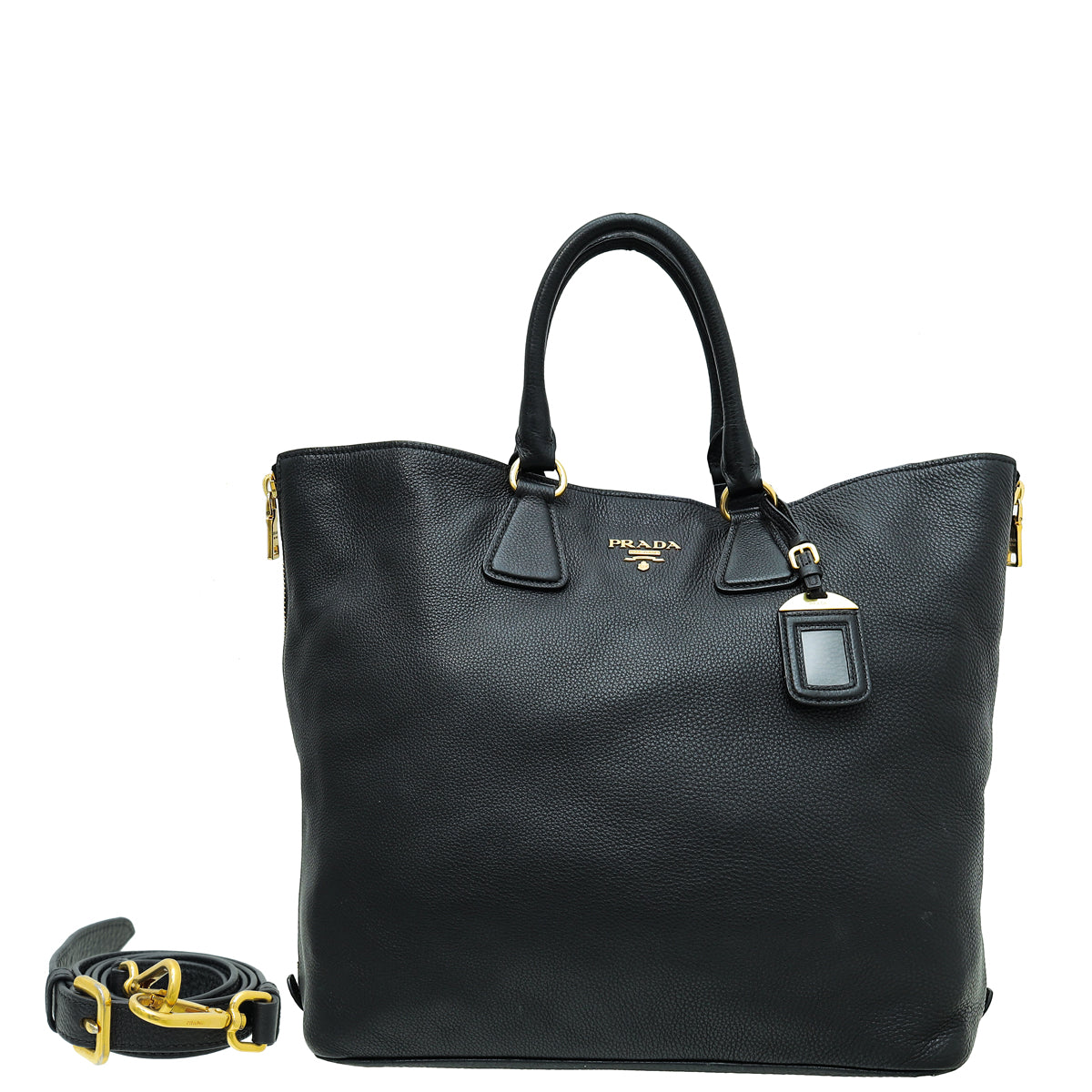 Prada Black Vitello Daino Tote Large Bag