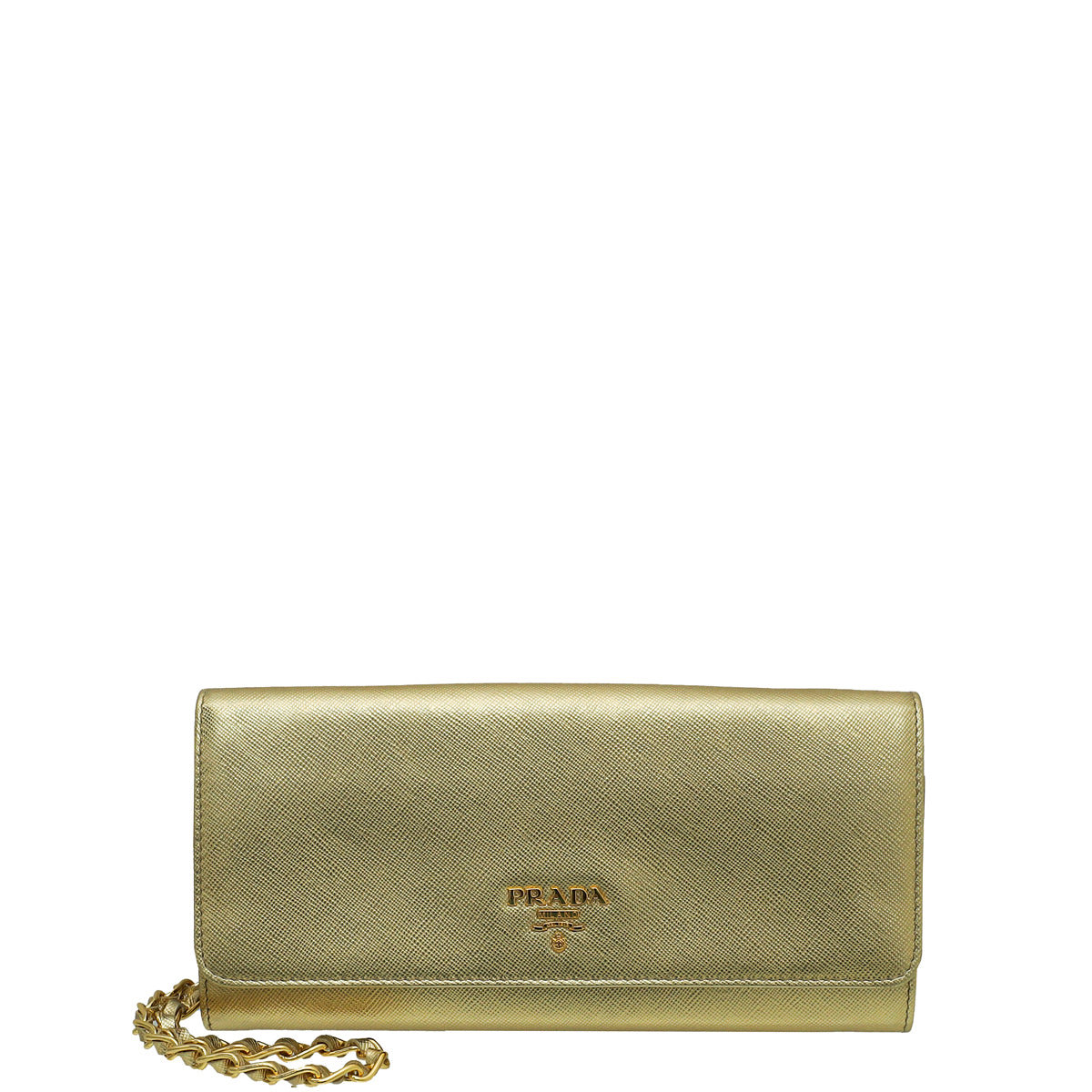 Prada Metallic Gold Wallet On Chain