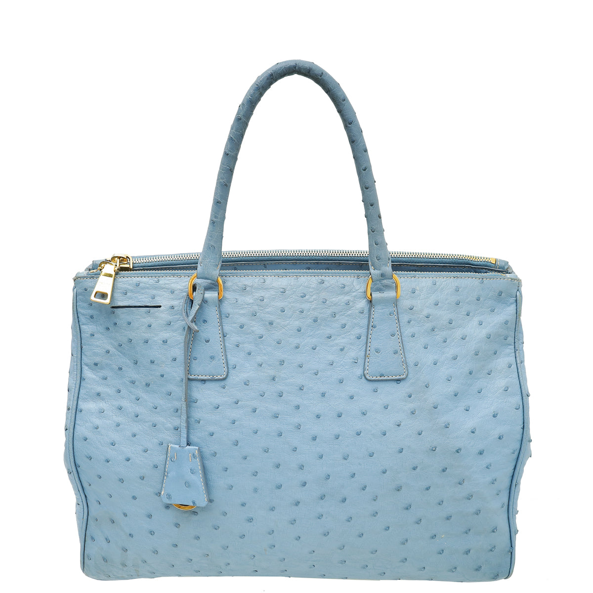 Prada Blue Ostrich Galleria Tote Large Bag