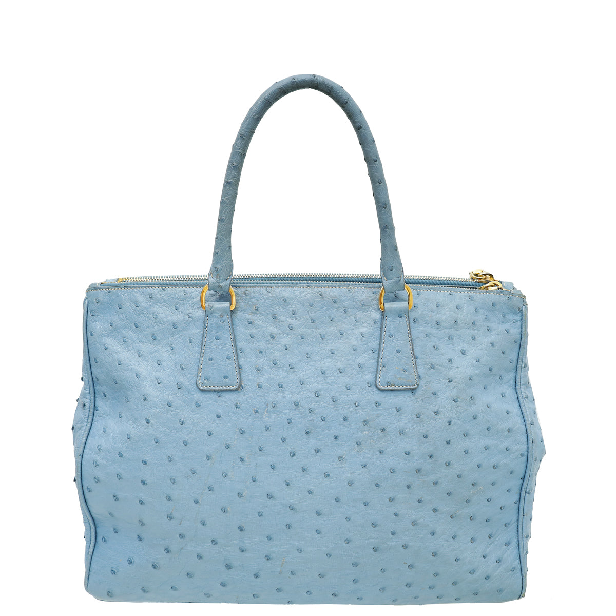 Prada Blue Ostrich Galleria Tote Large Bag