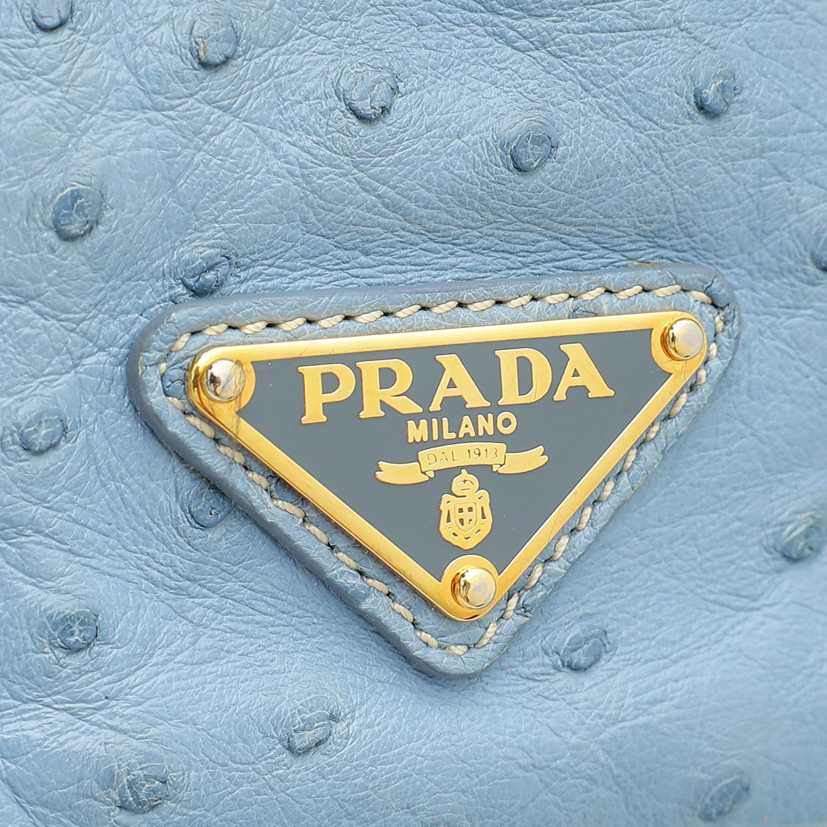 Prada Blue Ostrich Galleria Tote Large Bag