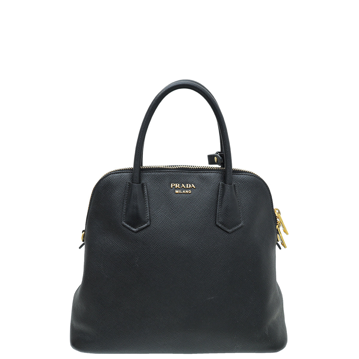 Prada Black Cuir Dome Satchel Bag