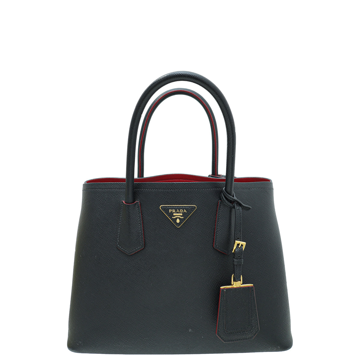 Prada Black Cuir Double Medium Tote Bag