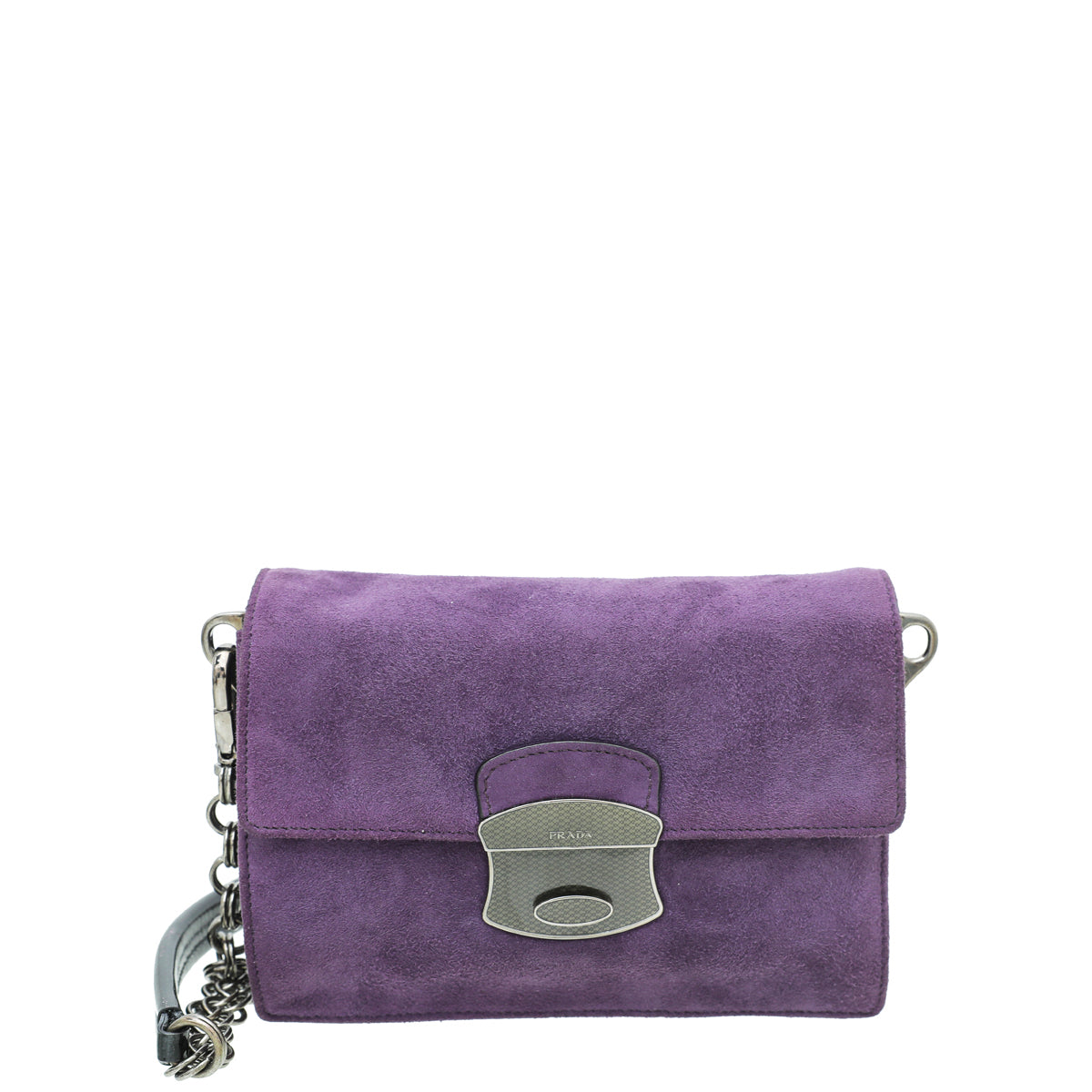 Prada Purple Camoscio Metal Flap Chain Bag