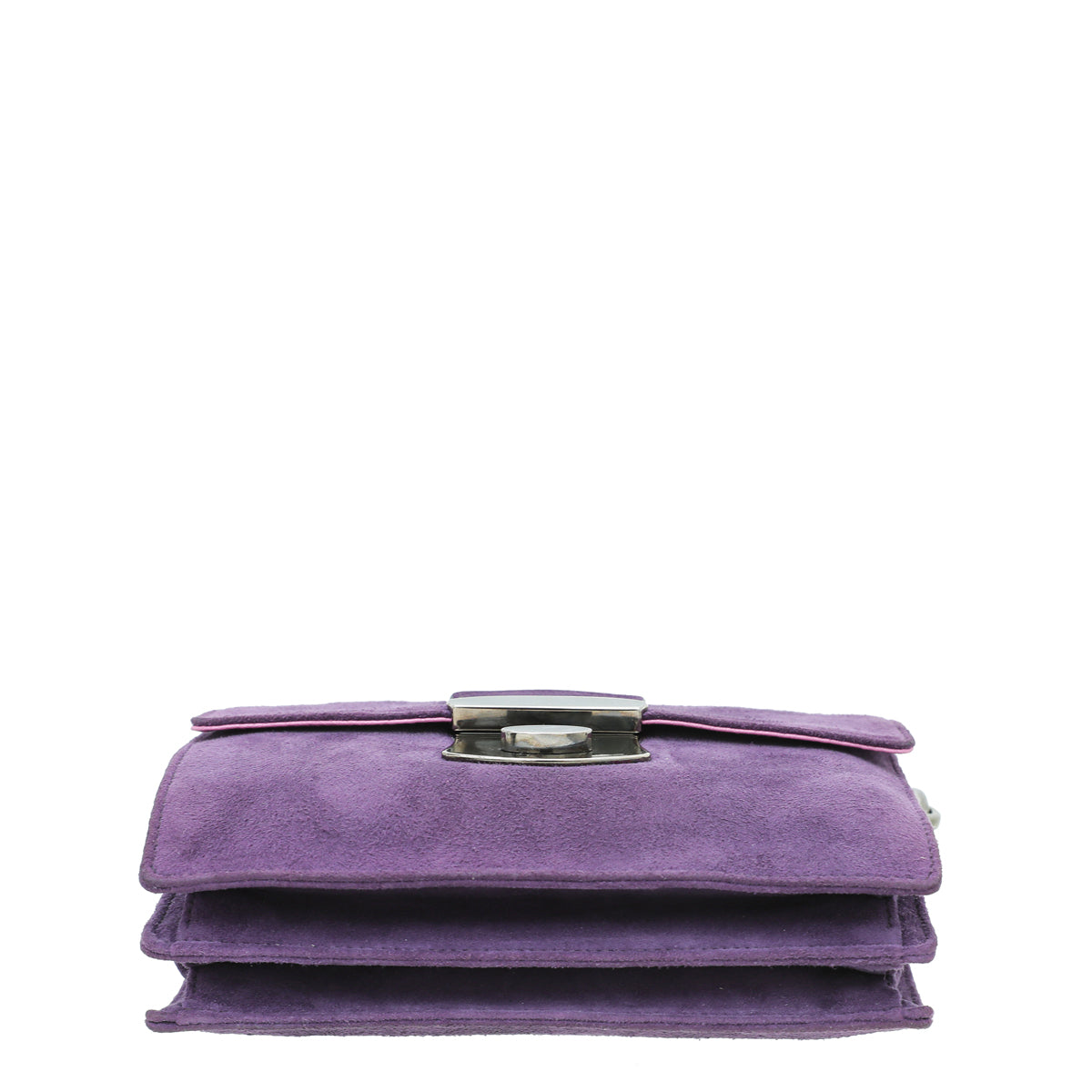 Prada Purple Camoscio Metal Flap Chain Bag