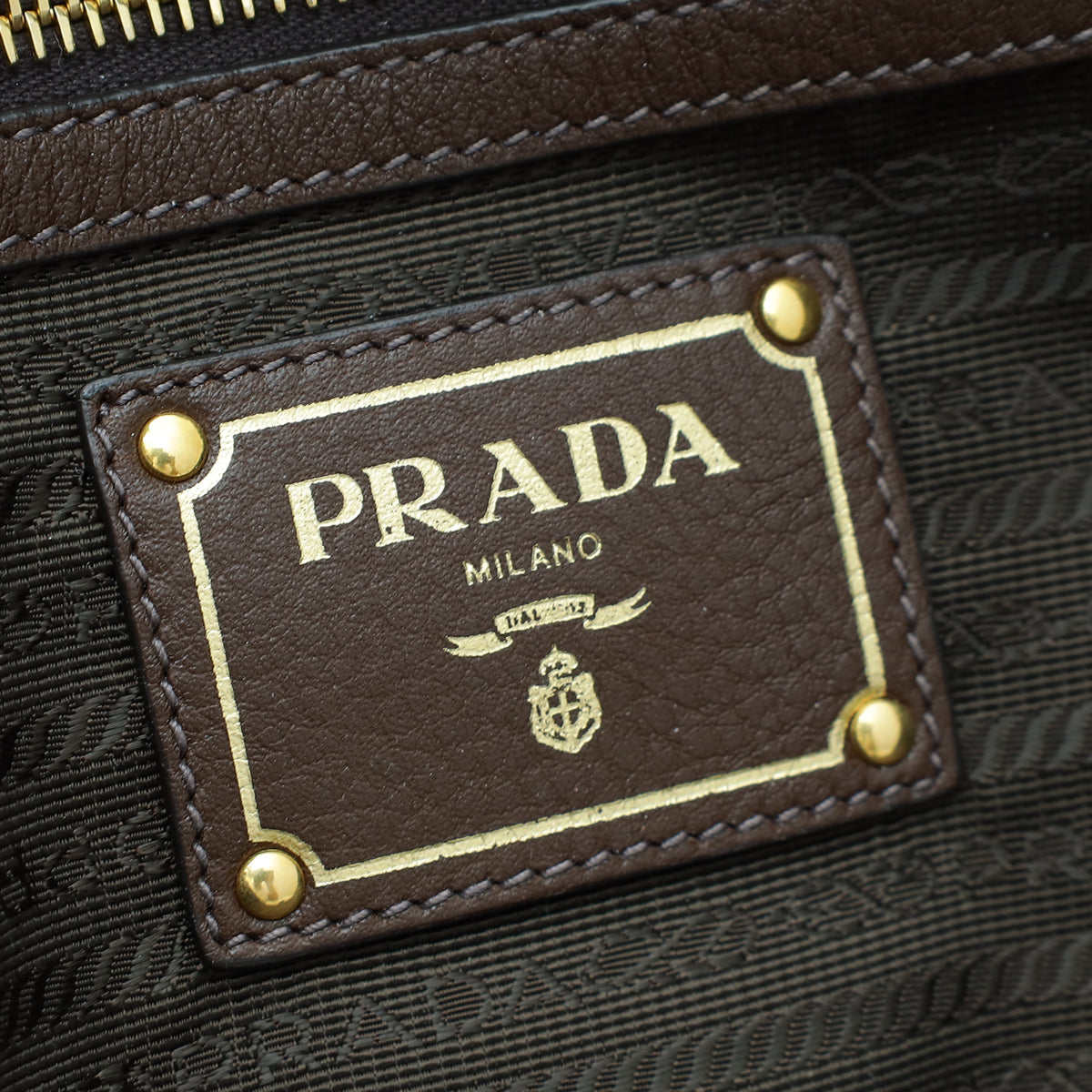 Prada Brown Vitello Daino Vertical Convertible Tote Bag