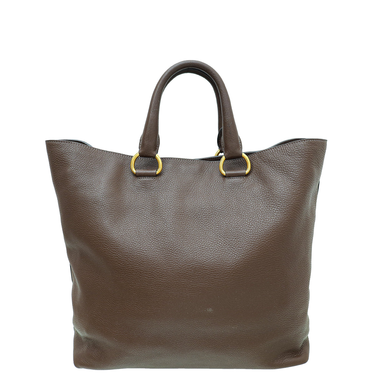 Prada Brown Vitello Daino Vertical Convertible Tote Bag