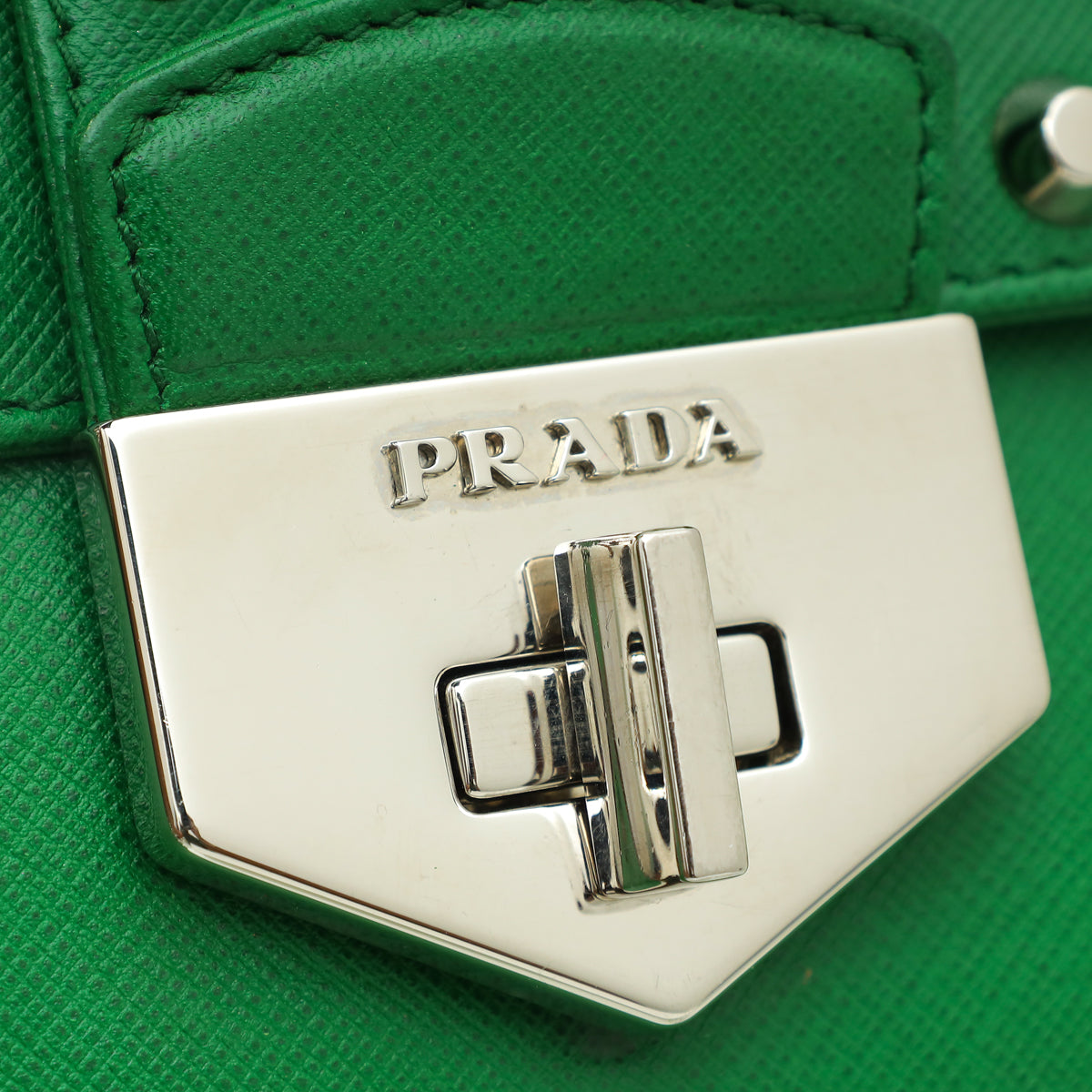 Prada Green Turn Lock Studded Embellished Flap Bag