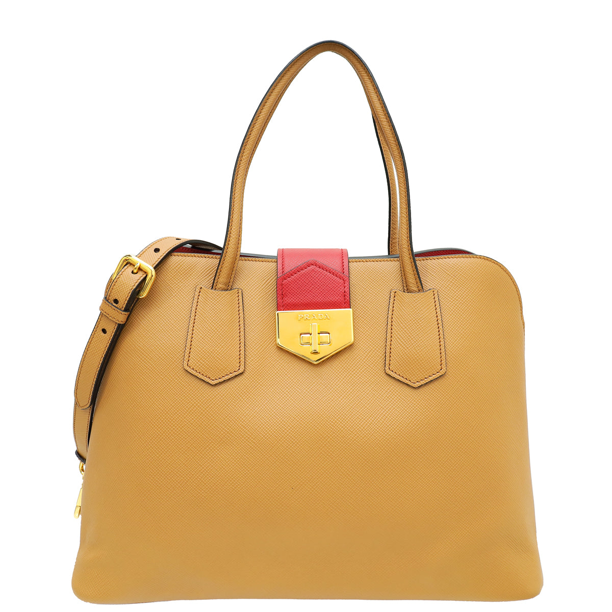 Prada Bicolor Cuir Double Handle Tote Bag