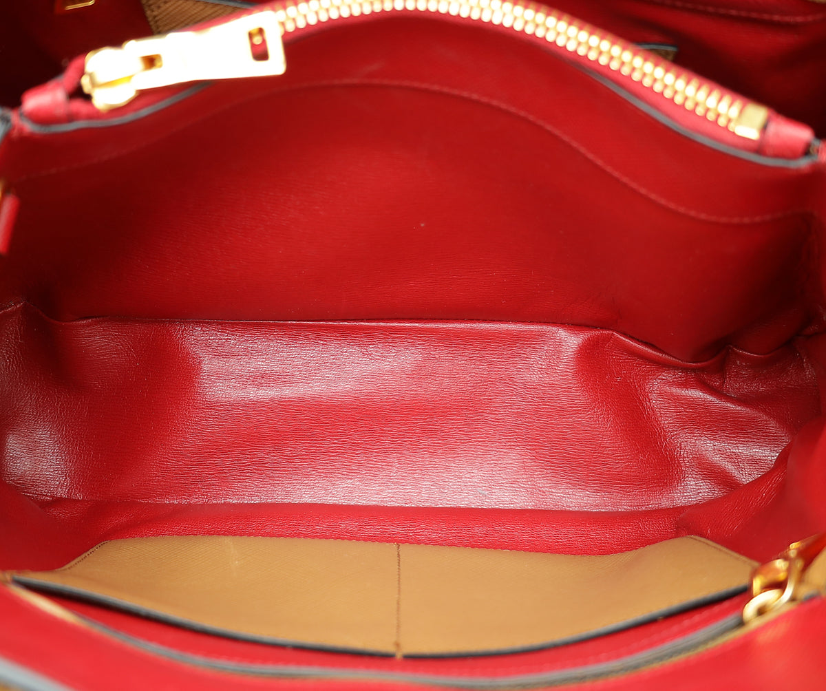 Prada Bicolor Cuir Double Handle Tote Bag