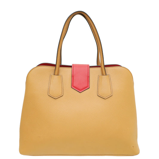 Prada Bicolor Cuir Double Handle Tote Bag