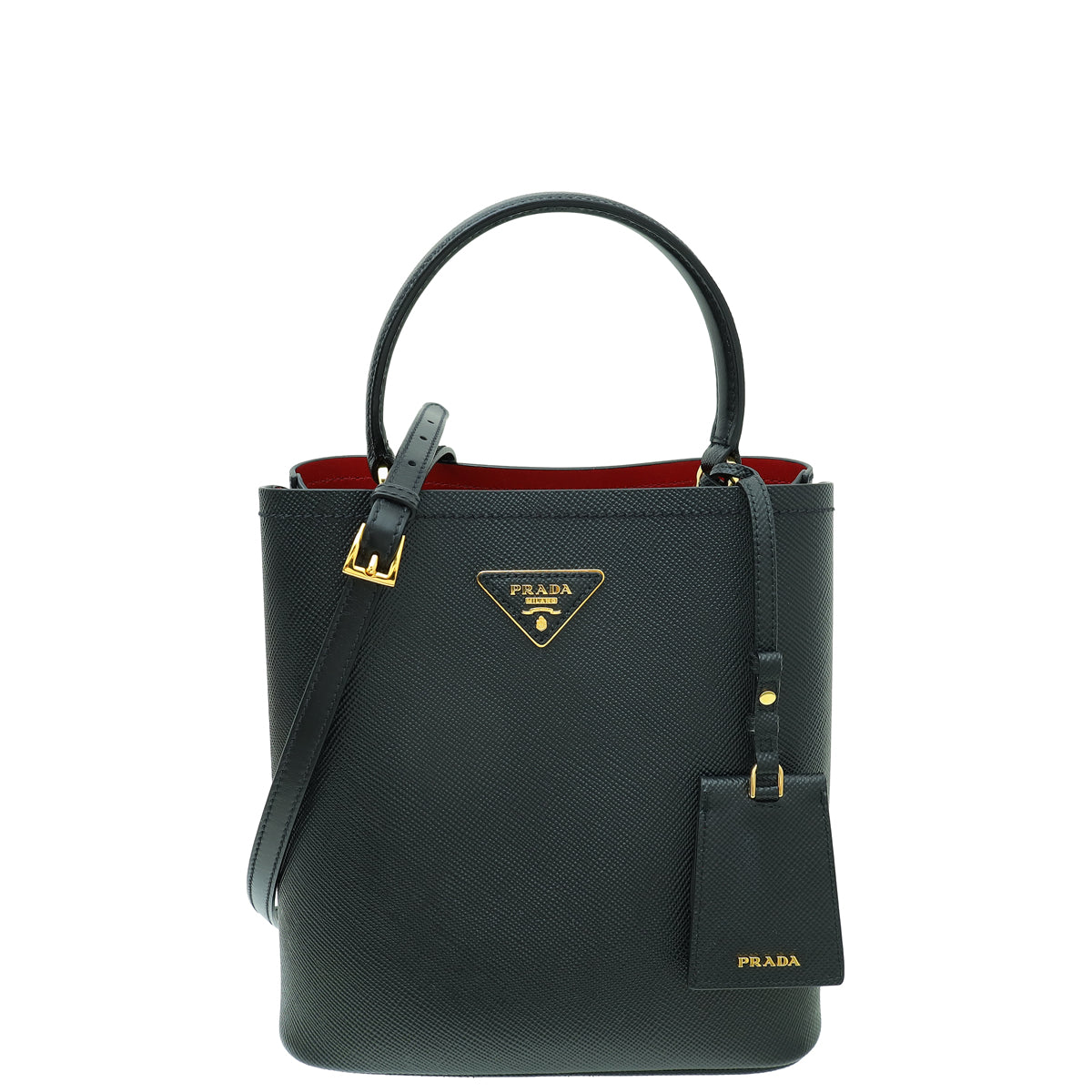 Prada Black Cuir Medium Panier Bucket Bag