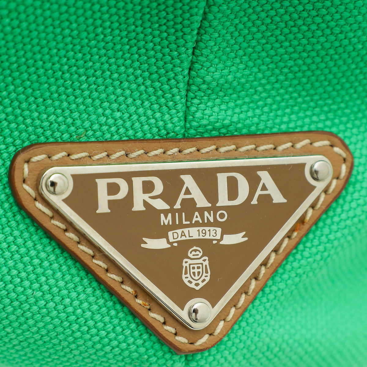 Prada Green Logo Canapa Tote Bag