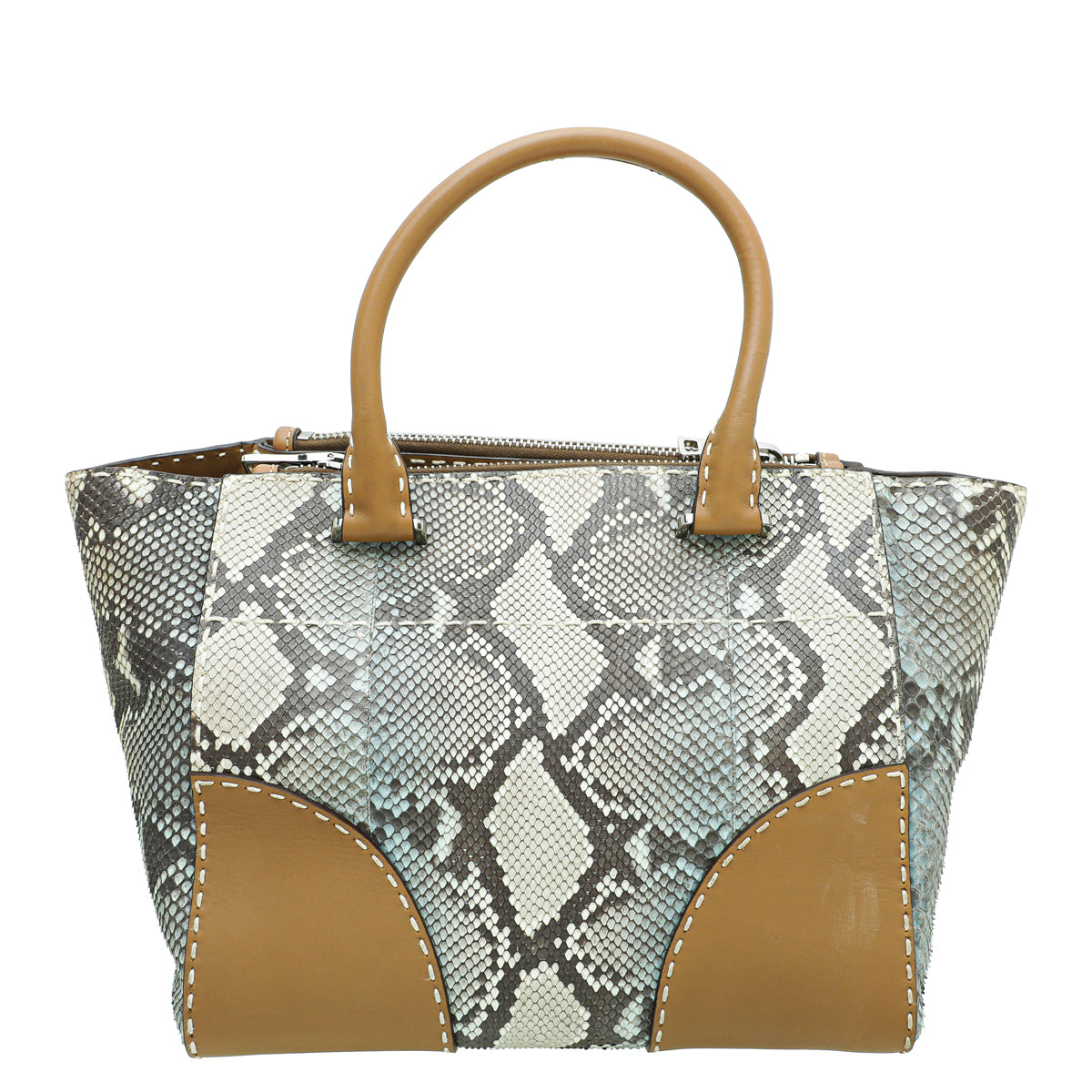 Prada Brown Calf Python Twin Bag