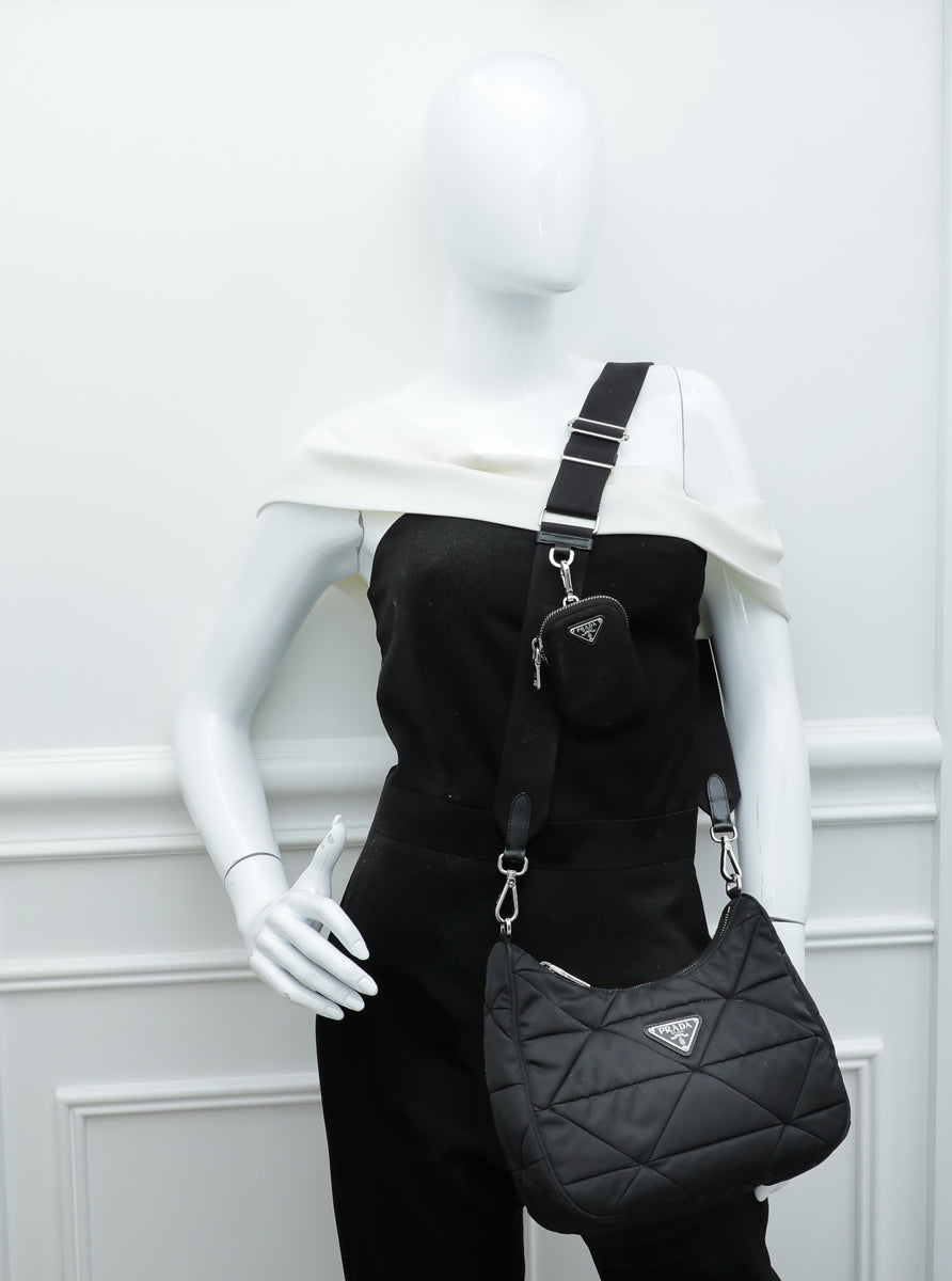 Prada Black Re-Nylon Padded Tessuto Quilted Bag