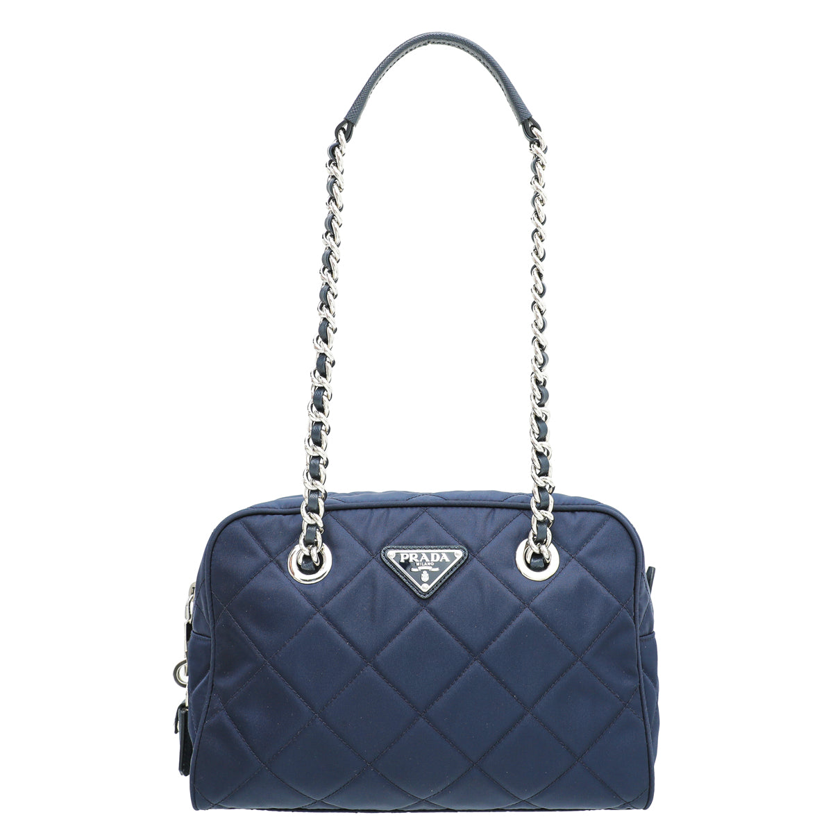 Prada Navy Blue Nylon Quilted Shoulder Bag